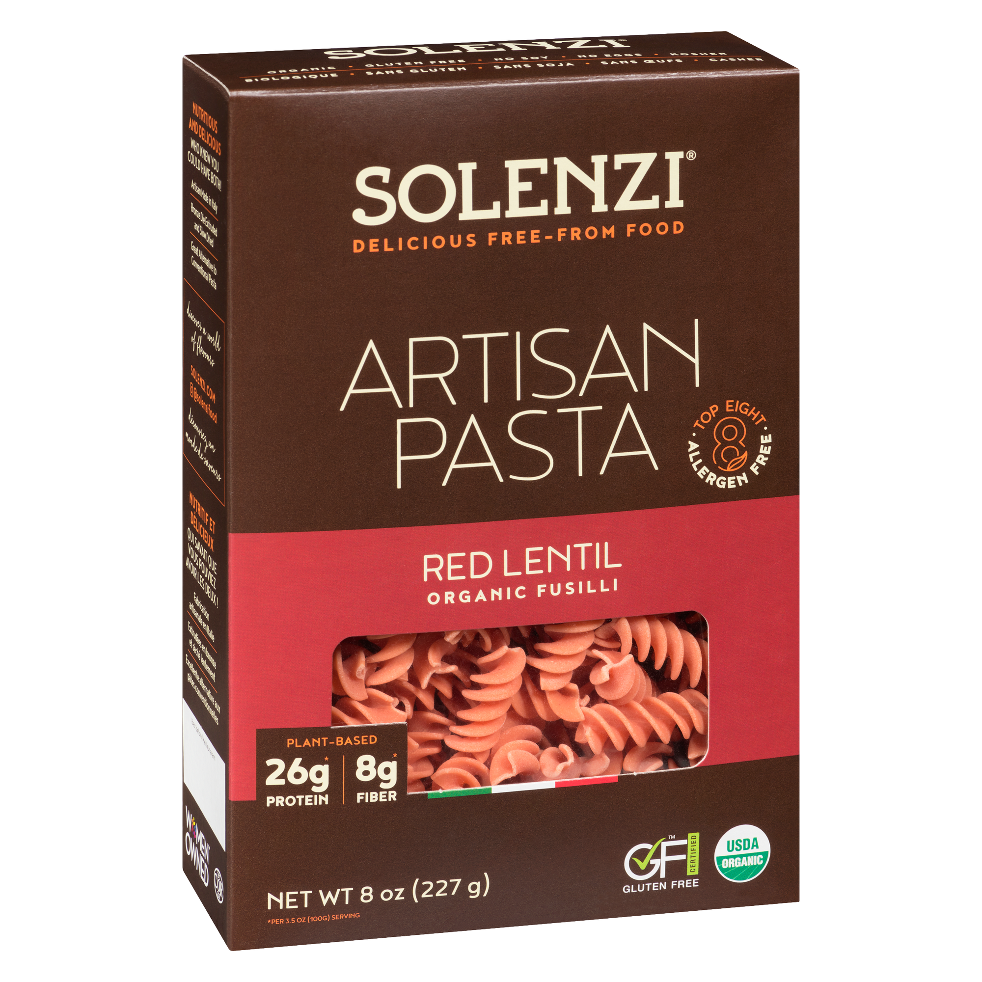 Organic Red Lentil Fusilli 227g - Solenzi