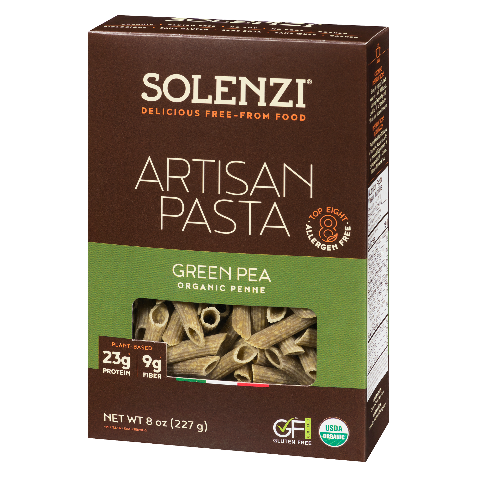 Organic Green Pea Penne - Solenzi