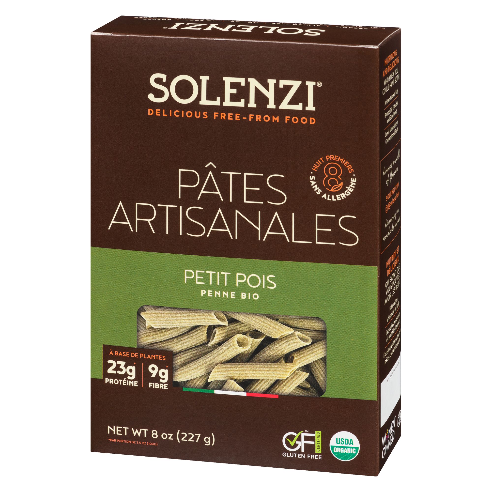 Organic Green Pea Penne - Solenzi